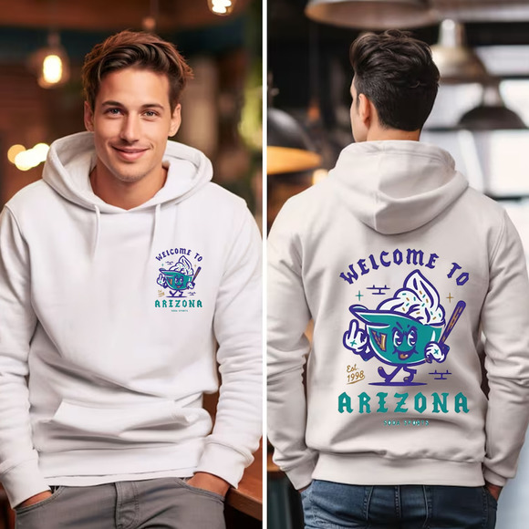 Arizona Diamondback Soft Serve Welcome Unisex 2 Sided Hoodie - Picture 1 of 3